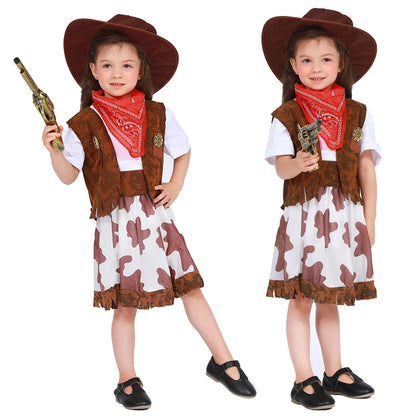 Déguisements de cow-girl pour enfants, robes de cow-boy de l'Ouest pour filles, costumes de carnaval, Purim, cosplay, événement d'Halloween, fête