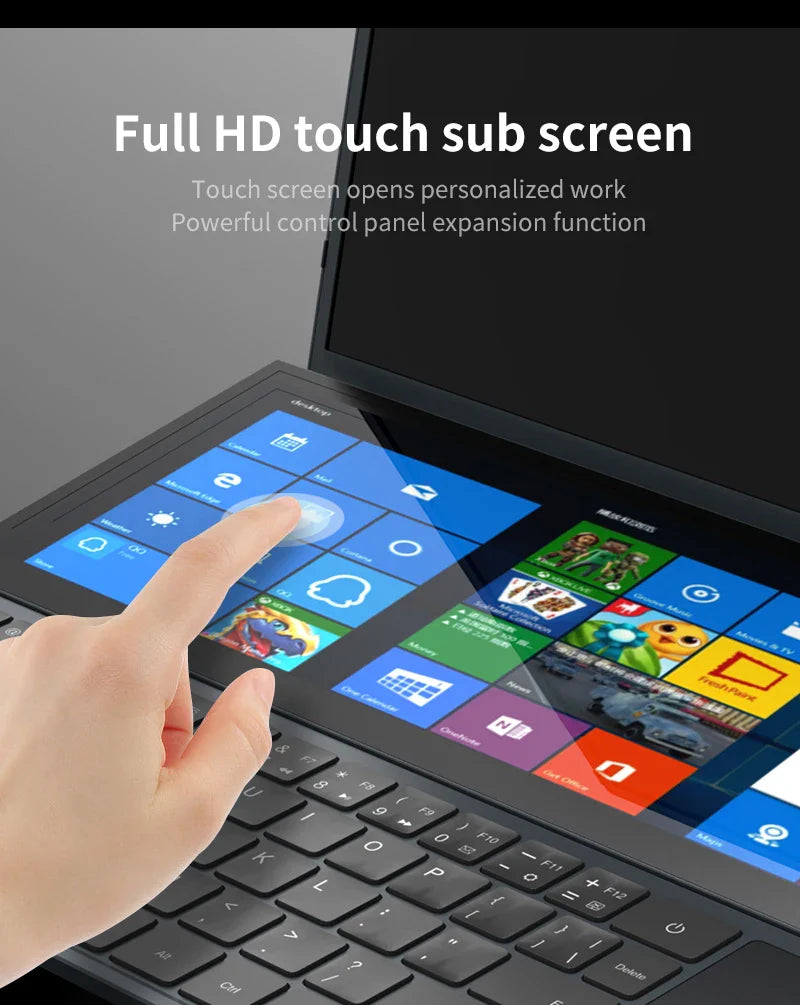 Topton Dual Screen Gaming Laptop 16 Inch IPS + 14'' Touch Intel i9-10885H I7-10750H Max 64GB 4TB Slim Notebook Gamer PC Computer