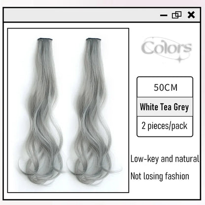 Extensions de cheveux bouclés colorés synthétiques 2 pièces/ensemble 50cm/60cm, ondulation d'eau rose/bleu/violet, perruque Halloween/Noël