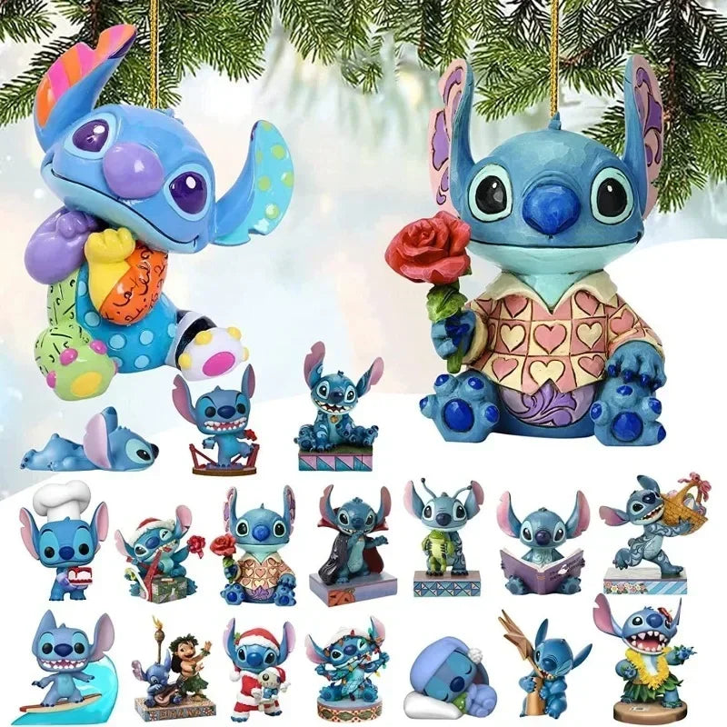 Stitch Christmas Decoration Pendant Cute Cartoon Lilo & Stitch Christmas Tree Pendant 2D Acrylic Plate Diy Party Home Decor Gift