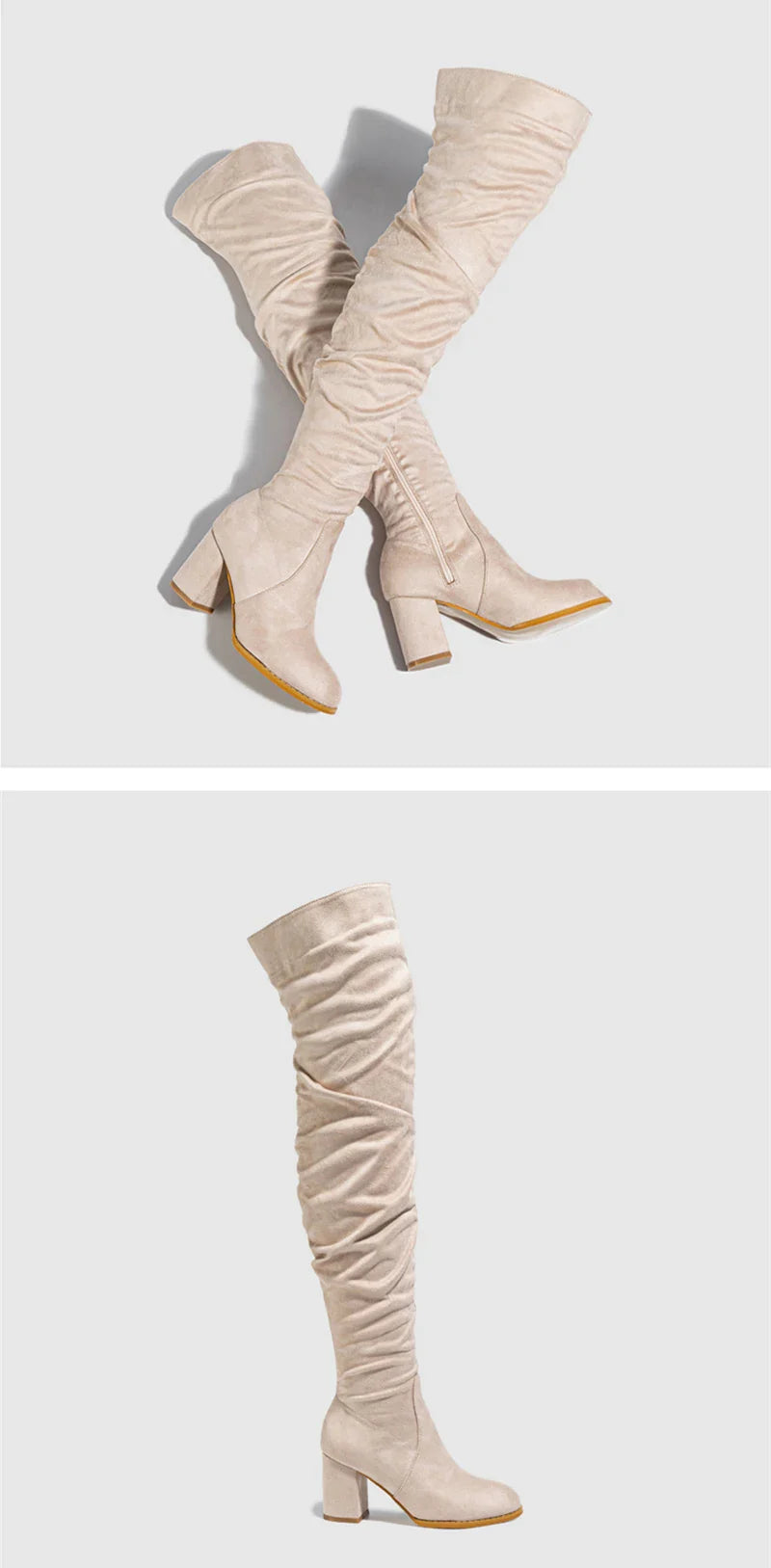 Bottes Noires Marron Cuissardes Liyke 2025 Automne Hiver Femme Sexy Bout Pointu Fermeture Éclair Chaussures Hautes Talon Carré Bottines Femme