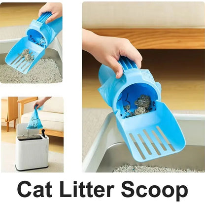 Pelle à litière pour chat, cuillère à litière Portable pour chat avec poubelle intégrée, grande pelle à litière, système d'élimination des merdes de chat
