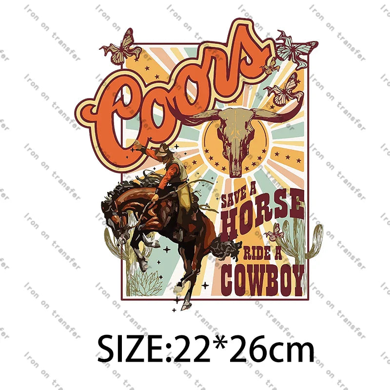 Rodeo Wild West Cowgirl chastez vos rêves Cowboy été imprimé léopard transferts à repasser pour vêtements décoration bricolage