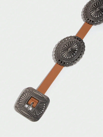 Ceinture robuste en métal sculpté pour femmes, 1 pièce, Style Punk, accessoire Cowboy Cowgirl, Boho