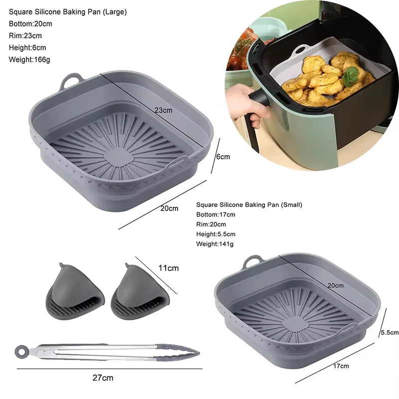 Air Fryer Accessories for COSORI 5,5L 6,4L，Cecotec 5,5L 6L，Ninja 180 Square Reusable 20-23cm XXL Air Fryer Mold