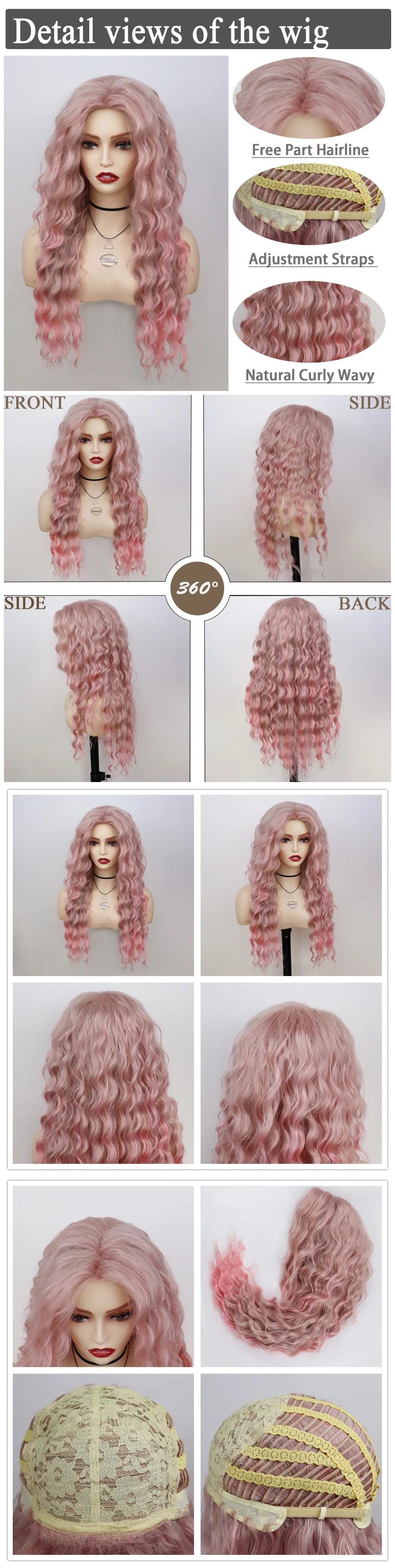 Perruque blonde bouclée cheveux synthétiques longs naturels perruques ondulées pour femmes blanches, raie libre, racines foncées, perruques ombrées, perruque ondulée tendance + autocollants