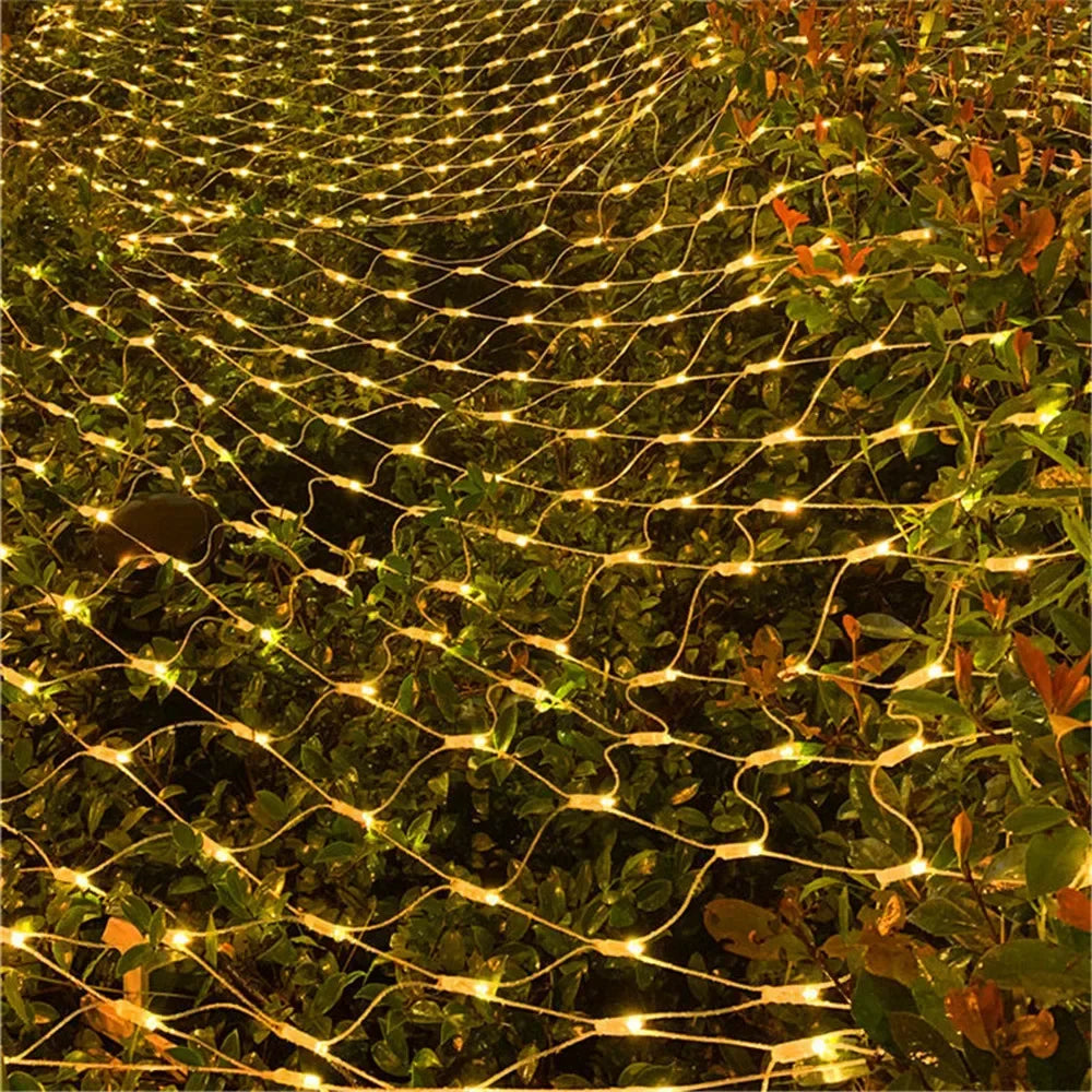LED Net Mesh String Lights, 8 Modes, 220V, 110V, EU Plug, Festival Decoration, Christmas, Halloween, New Year 2026, Wedding Party