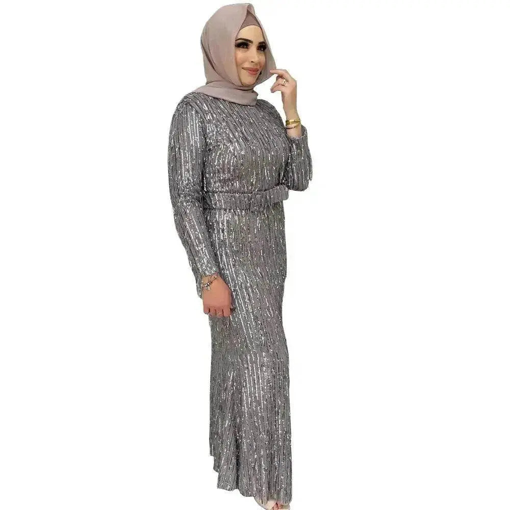 Sequin Tassels Slim-fit Dress Arab  Dress