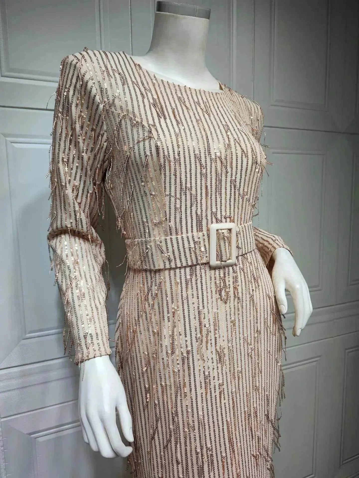 Sequin Tassels Slim-fit Dress Arab  Dress