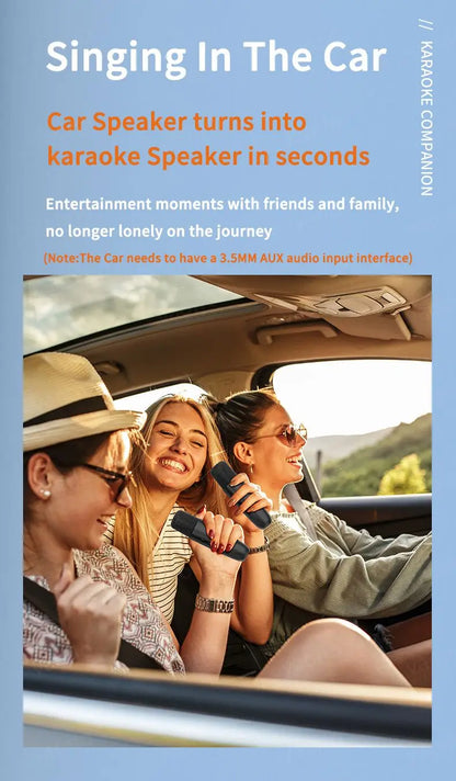 Wireless Karaoke Companion Bluetooth 5.3 Dynamic Microphone KTV DSP Mixer System 3.5MM AUX Type-C Amplifier Host For Speaker Car
