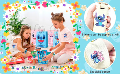 Stitch Birthday Party Favors,110 Pcs Stitchs Party Favors Set-Stitch Favor Bags,Keychains Slap Bracelets etc Stitch Themed Party