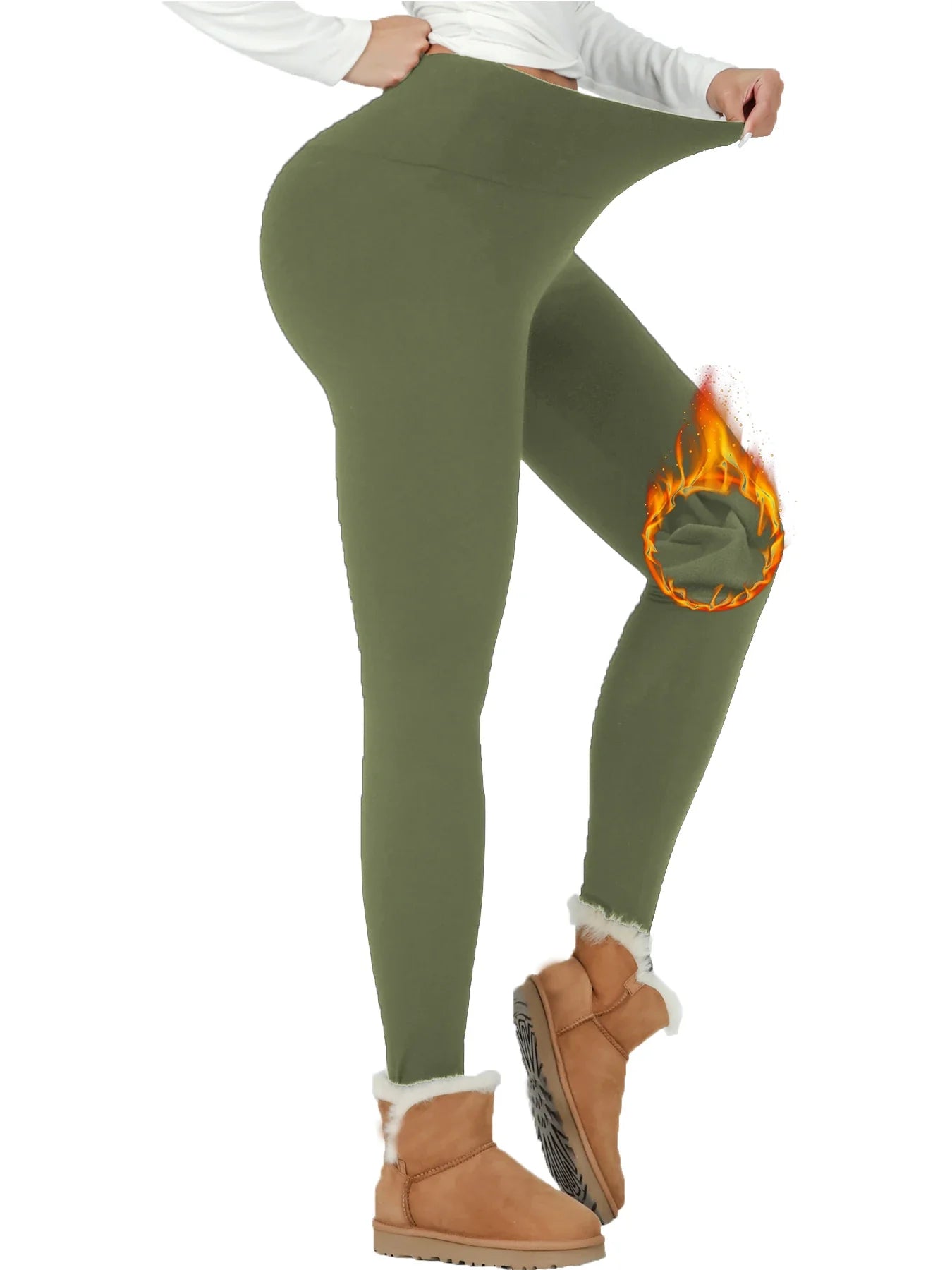 Leggings taille haute doublés en polaire thermique pour femme. Collants chauds et épais pour l'entraînement, pantalons de yoga doux, hiver