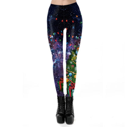 NADANBAO Merry Christmas Leggings for Woman Green White Stripe Pattern Pants Xmas Party Pants Girls Sexy Tights Fitness Workout