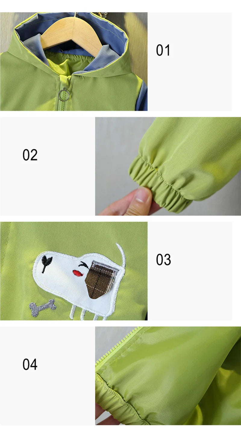Blousons pour bébés garçons, style décontracté, avec capuche et fermeture éclair, coupe-vent pour enfants, manteaux de bande dessinée pour garçons de 1 2 3 4 5 6 ans, vêtements pour enfants