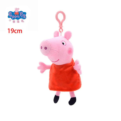 Peluches Peppa Pig et George authentiques de 19 cm, porte-clés de haute qualité, pendentif poupée animal de dessin animé, cadeaux d'anniversaire pour enfants