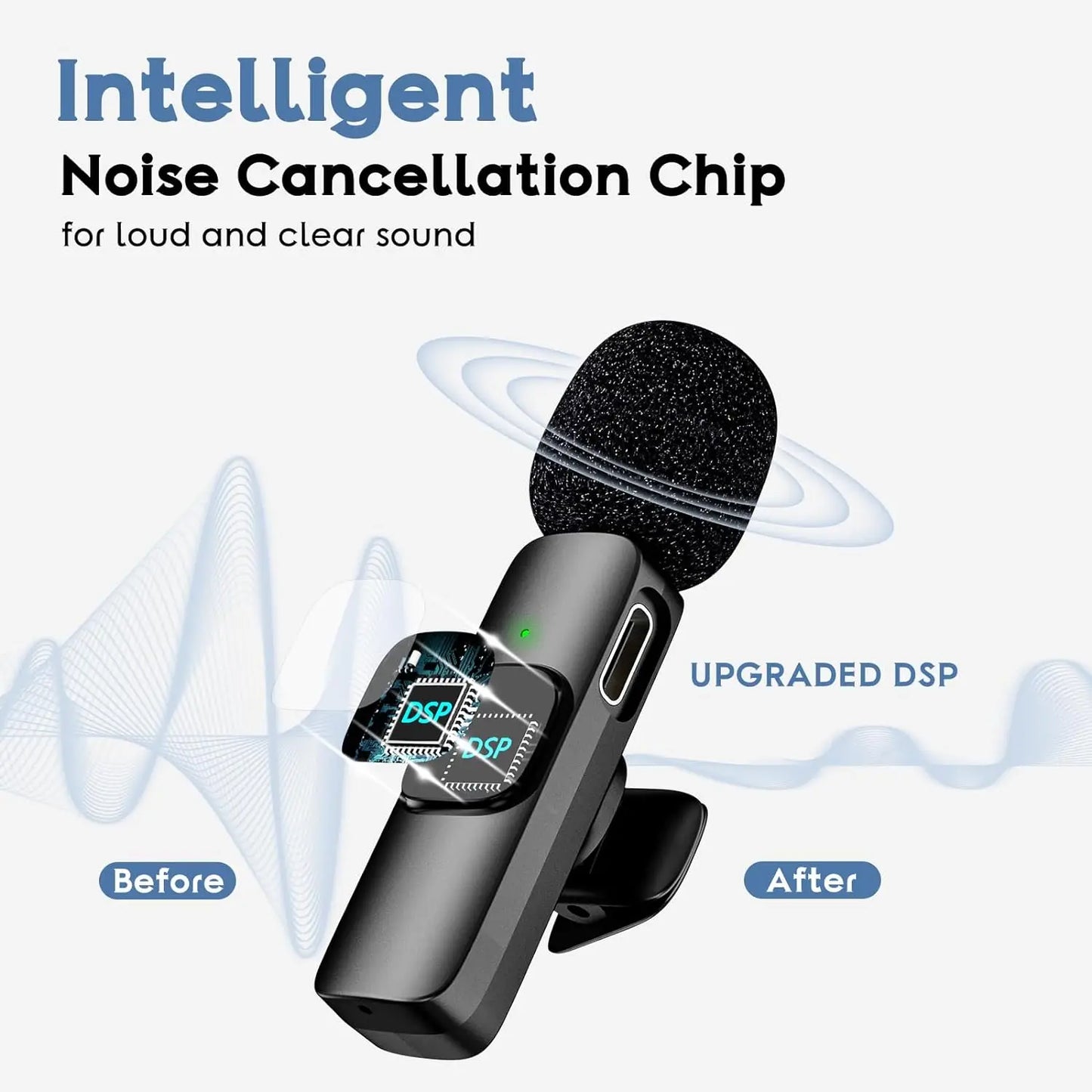 Microphone professionnel à revers Lavalier sans fil, pour iPhone, enregistrement Android, pour Interview, vidéo, Podcast, Vlog, YouTube