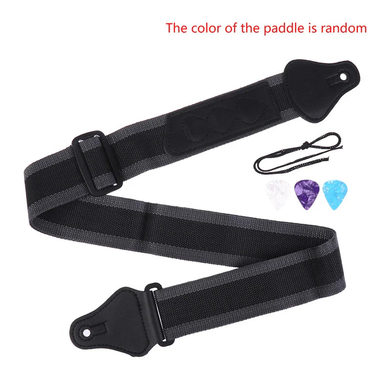 Accessoires de ceinture sangle de guitare électrique réglable en cuir PU avec 3 supports de plectres pour guitare acoustique et basse