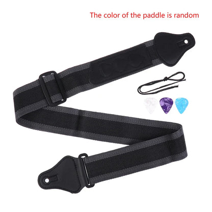 Accessoires de ceinture sangle de guitare électrique réglable en cuir PU avec 3 supports de plectres pour guitare acoustique et basse