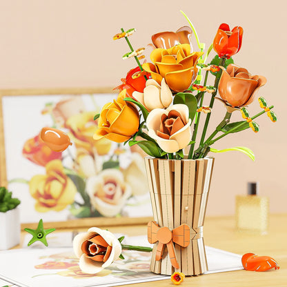 13066 868 + pièces blocs de construction Bouquet de fleurs plante Rose briques modèle enfant bricolage jouets adulte romantique cadeaux de saint valentin
