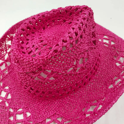 The latest Cowboy hat rose red retro straw hat 2023 new men's and women's jazz Cowboy hat straw hat sun hat summer hat sombrero