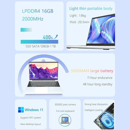 15.6 inch Intel N95 Business Laptop 16GB RAM 512GB SSD Backlit Keyboard With Fingerprint Bluetooth Camera for PS Office 365