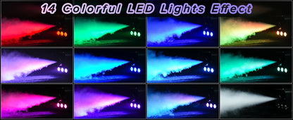 U'King 500W Machine à fumée RGB 3 LED Machine à brouillard de couleur mixte avec télécommande éjecteur de fumée de scène pour DJ Halloween Noël