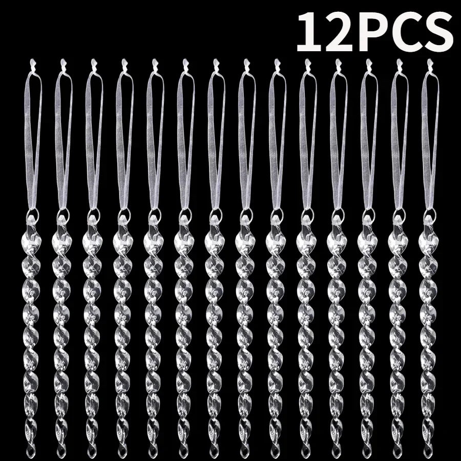 Ornement suspendu de noël en cristal acrylique, 2 à 12 pièces, ange brillant, flocon de neige, pendentif de glaçon pour décorations de fête de noël et du nouvel an