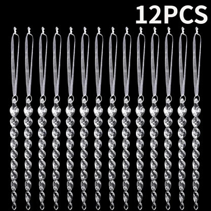 Ornement suspendu de noël en cristal acrylique, 2 à 12 pièces, ange brillant, flocon de neige, pendentif de glaçon pour décorations de fête de noël et du nouvel an