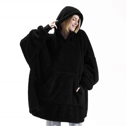 Couverture à capuche avec sourire double face pour hommes et femmes, grande poche, robe surdimensionnée, chaud, couple, adt PVD, nouveau, hiver