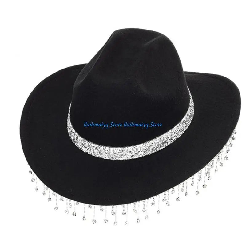 Casquette Cowboy avec pompons en chapeau Cowgirl occidental pour femmes filles, accessoires Photo, 573B