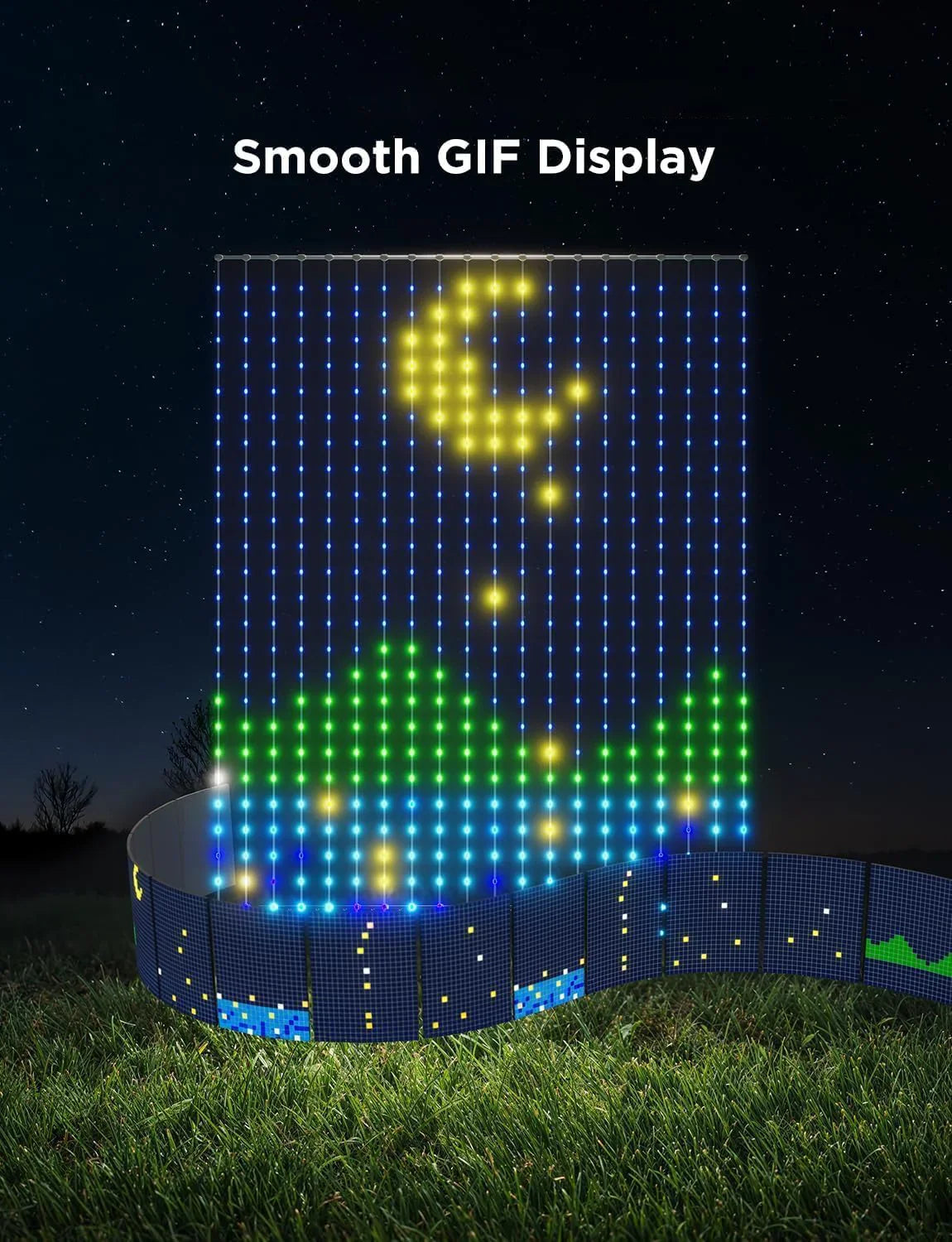 Rideau lumineux intelligent à 400led, application Bluetooth, guirlande lumineuse féerique RGB, bricolage, changement de musique, affichage pour fenêtre, décoration de chambre à coucher