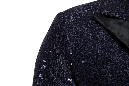 Fashion Men Luxurious Sequin Suit Jacket Green / Silver Men's Bar KTV Stage Dress Male Blazer Coat