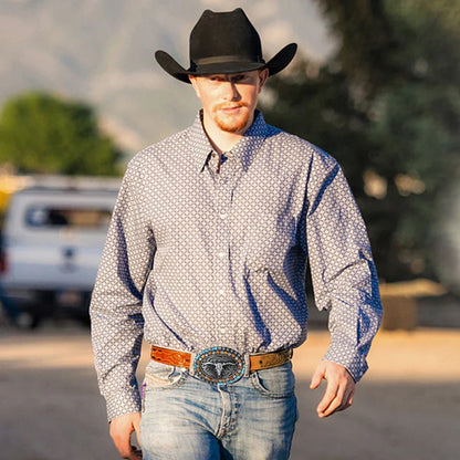 Western cowboy girl belt - Men's and women's turquoise embossed belt with long horn cow buckle suitable for 25-39
