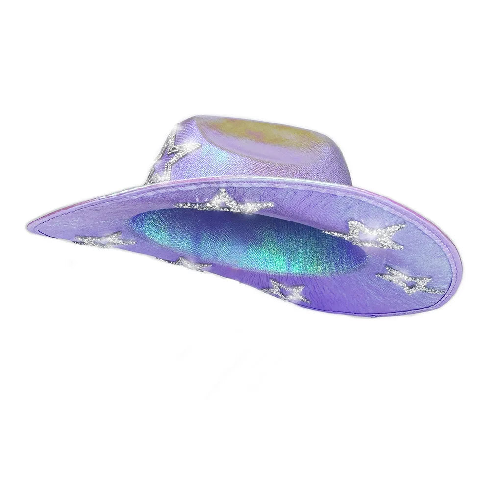 Chapeau de Cowboy occidental rose pour filles, chapeau de Cowgirl avec étoile en cristal Super brillant, chapeau melon pour mariage, carnaval, fête de Festival