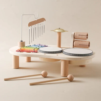 Jouets Éducatifs Bébé en Bois Carillons Éoliens Montessori Jouets Musicaux pour Enfants Xylophone Cadeaux d'Anniversaire Nouveau-né Table Musicale Jouets