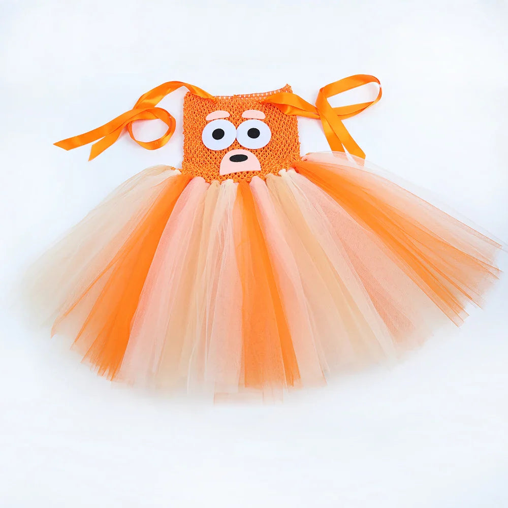 Costume Bingo Bluey pour filles, robe tutu chien de berger de dessin animé, costumes d'animaux chien chiot pour enfants, tout-petits, fête d'Halloween