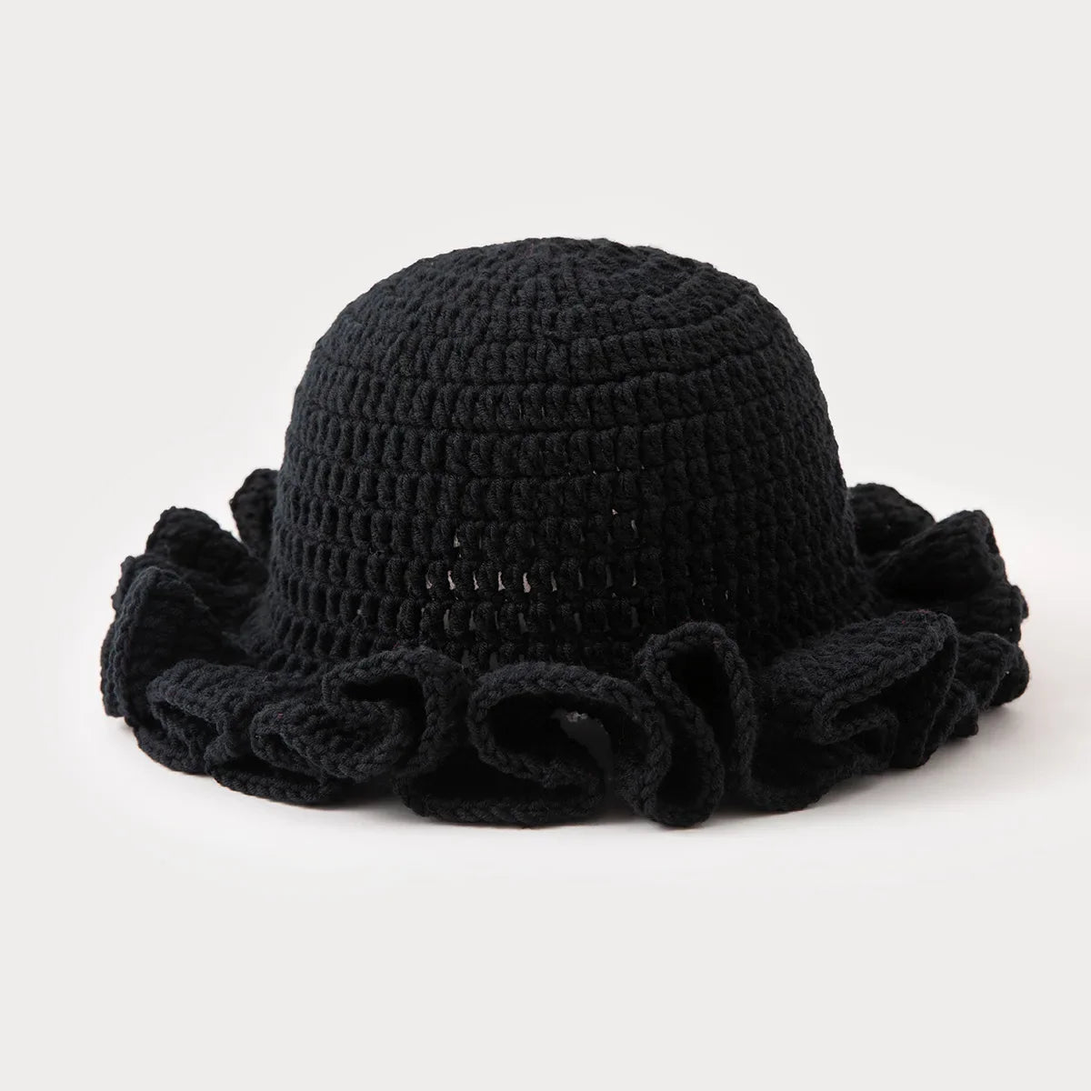 Chapeau seau à volants en Crochet coloré, chaud et extensible, en tricot, pour célébration du nouvel an, mode femme, bonnet fait à la main, outil tentacule