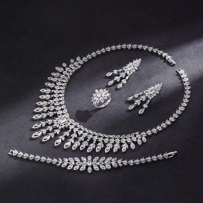 2024 Hot selling 4-piece Bride Wedding Jewelry Set with Cubic Zirconia Dubai Luxury Jewelry Set