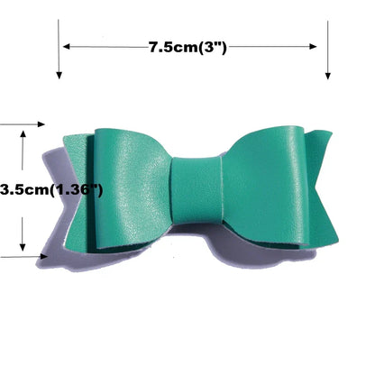 7.5CM Hot Sale Synthetic PU Leather Bows Knot For Hair Accessories Hair Bow With Clip For Headbands U Pick