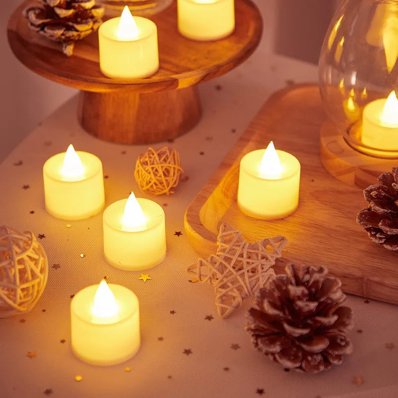 24Pcs Flameless LED Candle Lights Creative Wishing Led Tea Lamp Warm White Halloween Wedding Christmas Decoration Candle Light