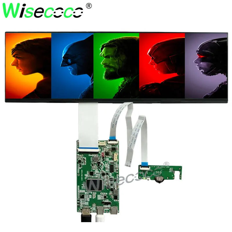 Wisecoco 14.5 Inch Stretched Bar LCD Display IPS 2560x720 2K Long Strip LCD Panel Capacitive Touchscreen USB-C Driver Board