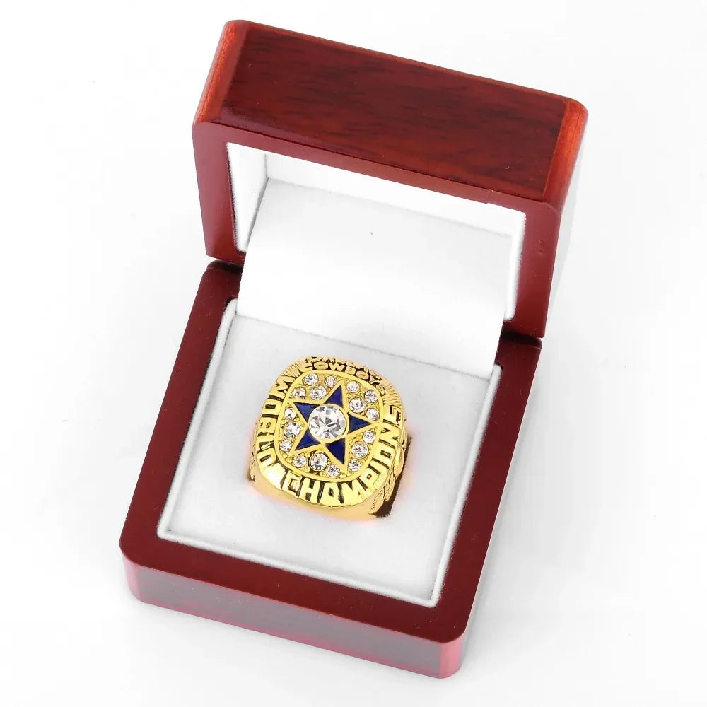 Bague de luxe Dallas Cowboy pour hommes et femmes, style punk, métal, cristal, étoile à cinq branches