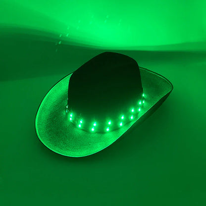 Chapeau de cowboy LED télécommandé pour femmes et hommes, chapeaux de cow-girl occidentaux, robe de l'ouest, vêtements de sauna scintillants pour Halloween, casquette unisexe, mode