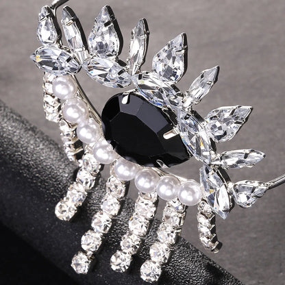 Fashion Black Evil Eye Tassel Sunglasses Frame Halloween Eyewear Accessories Statement Imitation Pearl Crystal Eyeglass Women
