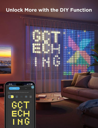 Rideau lumineux intelligent à 400led, application Bluetooth, guirlande lumineuse féerique RGB, bricolage, changement de musique, affichage pour fenêtre, décoration de chambre à coucher