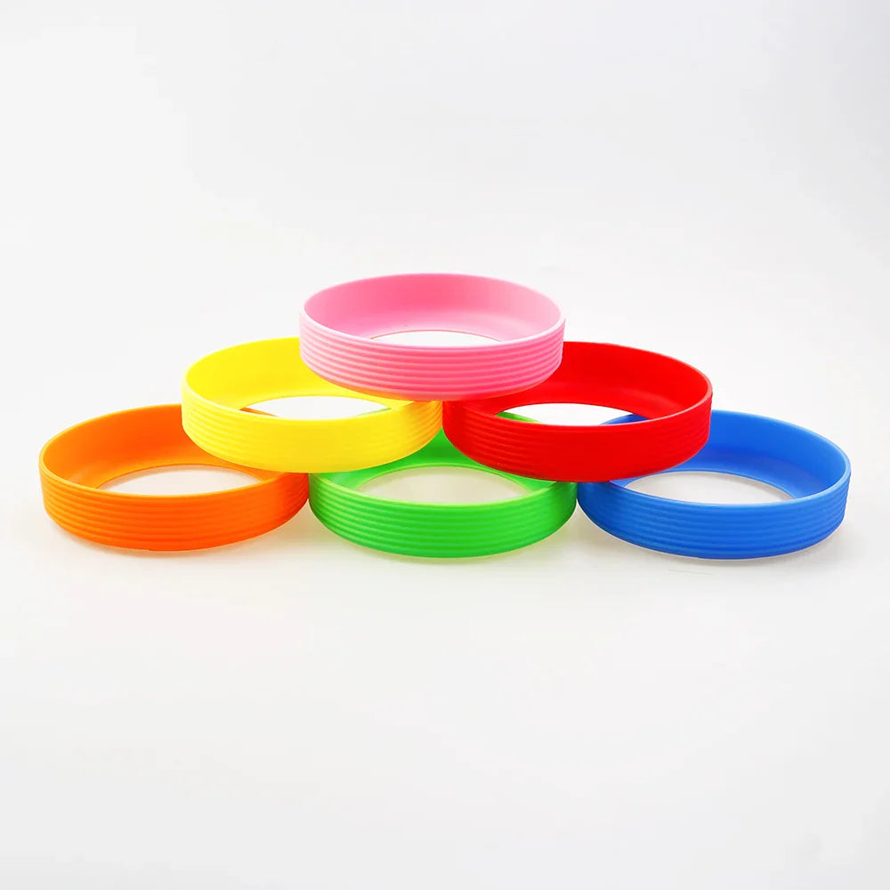 16 Colors 8.0CM Silicone Threaded Cup Bottom Protective Cover Cup Holder 80MM Thermos Cup Base Sleeve Cup Bottom Cover