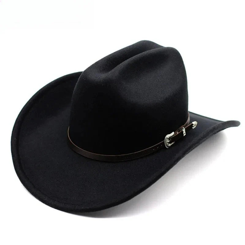 Chapeau de cowboy occidental vintage pour hommes, casquette de jazz de cowgirl avec cloche en cuir à large bord, chapeaux de Sombrero d'église pour homme