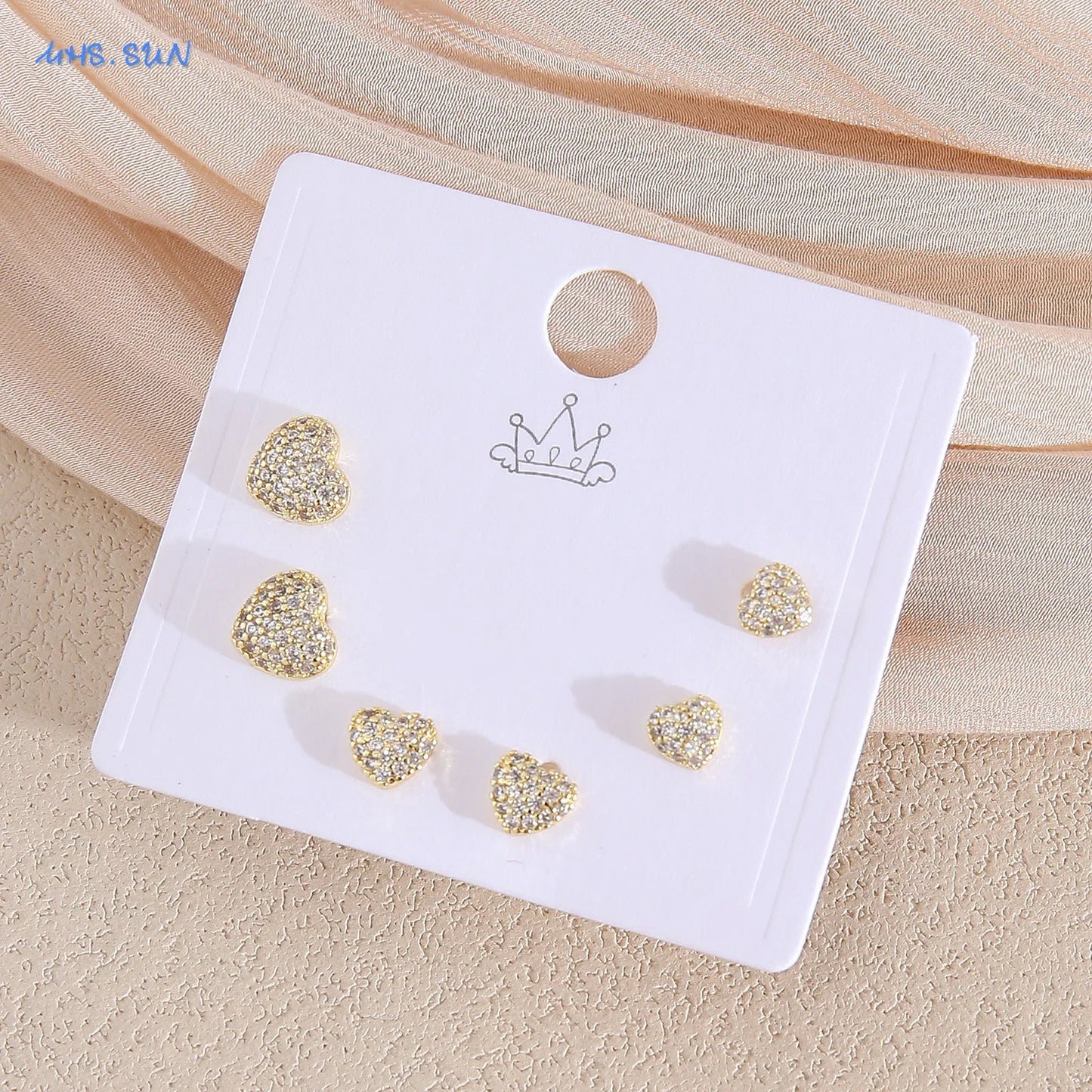 MHS.SUN-Ensemble de Boucles d'Oreilles Creuses en Forme de Cœur, pour Femme et Fille, 3 Paires