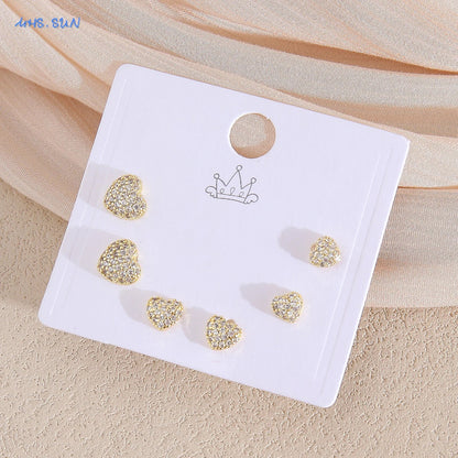 MHS.SUN-Ensemble de Boucles d'Oreilles Creuses en Forme de Cœur, pour Femme et Fille, 3 Paires