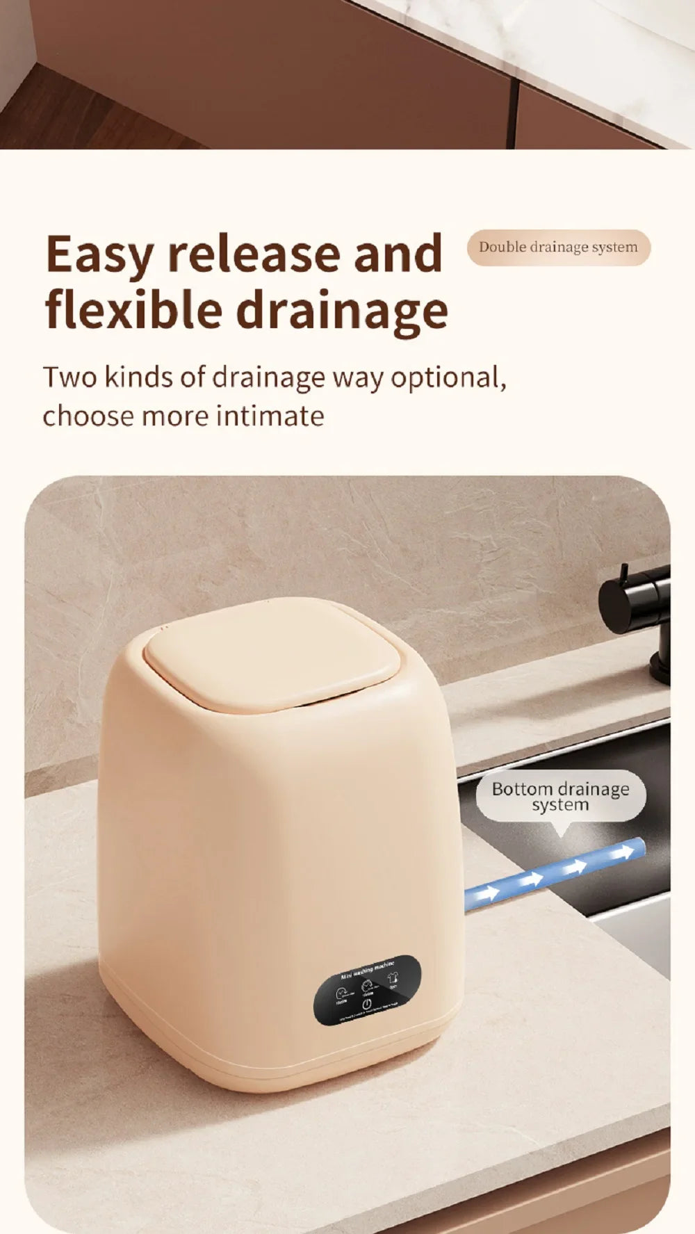 Mini Washing Machine,9L Capacity，Portable Home Dormitory Underwear Socks Elution Washer,3 Major Cleaning And Care Modes